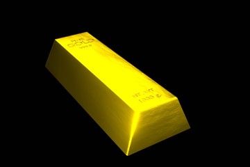 3d rendering illustration .Gold bar ingots isolated on black background .Banking business success finance wealth and reserve concept .