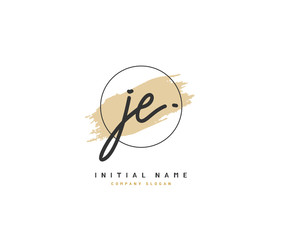 J E JE Beauty vector initial logo, handwriting logo of initial signature, wedding, fashion, jewerly, boutique, floral and botanical with creative template for any company or business.