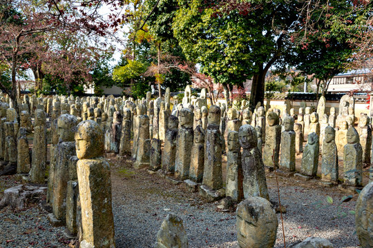 Stone images of the Buddha at Rakan-ji temple in Kasai city, Hyogo prefecture, Japan