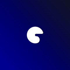 C Initial Letter Logo Design with Digital Pixels in Blue Purple Colors.