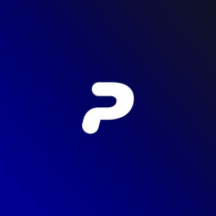 P Initial Letter Logo Design with Digital Pixels in Blue Purple Colors.