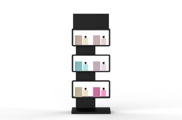 Display stand, retail display stand for product , display stands isolated on white background. 3d illustration