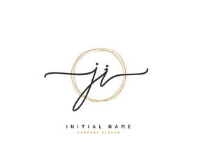 J I JI Beauty vector initial logo, handwriting logo of initial signature, wedding, fashion, jewerly, boutique, floral and botanical with creative template for any company or business.