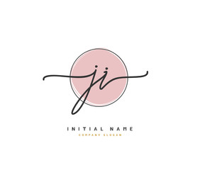 J I JI Beauty vector initial logo, handwriting logo of initial signature, wedding, fashion, jewerly, boutique, floral and botanical with creative template for any company or business.