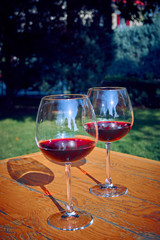 Two Glasses of Fresh Red Wine for Celebration