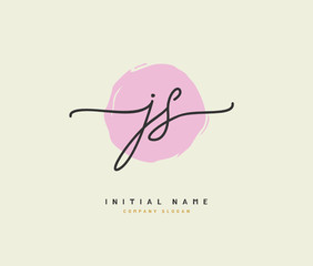 J S JS Beauty vector initial logo, handwriting logo of initial signature, wedding, fashion, jewerly, boutique, floral and botanical with creative template for any company or business.