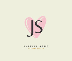 J S JS Beauty vector initial logo, handwriting logo of initial signature, wedding, fashion, jewerly, boutique, floral and botanical with creative template for any company or business.