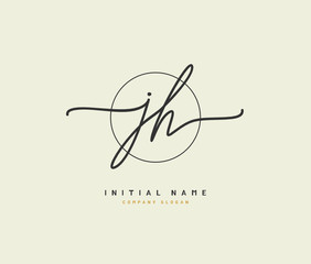 J H JH Beauty vector initial logo, handwriting logo of initial signature, wedding, fashion, jewerly, boutique, floral and botanical with creative template for any company or business.