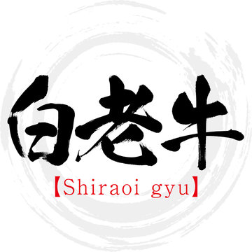白老牛・Shiraoi gyu（筆文字・手書き）