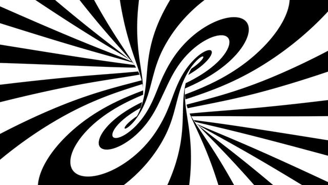 Abstract seamless looping black and white spiral tunnel. Minimal stripes and lines. 3d rendering.