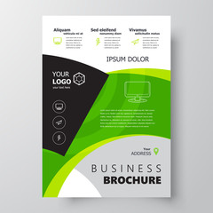 Flyer brochure design, business flyer size A4 template, creative leaflet green color