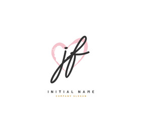 J F JF Beauty vector initial logo, handwriting logo of initial signature, wedding, fashion, jewerly, boutique, floral and botanical with creative template for any company or business.