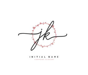 J K JK Beauty vector initial logo, handwriting logo of initial signature, wedding, fashion, jewerly, boutique, floral and botanical with creative template for any company or business.