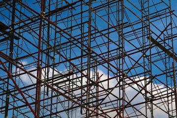 construction metal bar of building and blue sky white cloud
