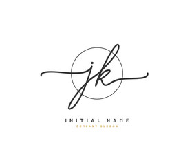 J K JK Beauty vector initial logo, handwriting logo of initial signature, wedding, fashion, jewerly, boutique, floral and botanical with creative template for any company or business.