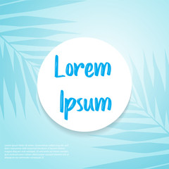 Tropical background with palm leaf and blue color