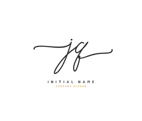 J Q JQ Beauty vector initial logo, handwriting logo of initial signature, wedding, fashion, jewerly, boutique, floral and botanical with creative template for any company or business.