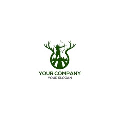 Archery Hunting Logo Design Vector