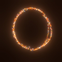 3d rendering illustration .Circle bright light Futuristic sci-fi glitter star dust with particle shiny glowing on black background. 3d image .High resolution .Banner for advertisement