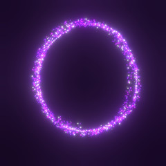 3d rendering illustration .Circle bright light Futuristic sci-fi glitter star dust with particle shiny glowing on black background. 3d image .High resolution .Banner for advertisement