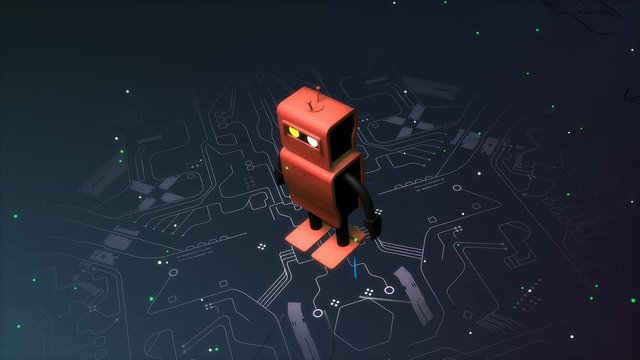 Robot and machine learning animation background