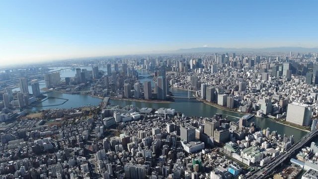 東京湾岸ビル群と富士山