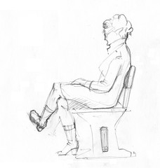 Sketch of woman on bench