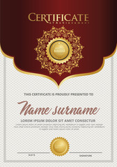 Luxury and elegant certificate template. Vector illustration