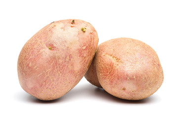 Two Rocco potato stacked together on a white background.