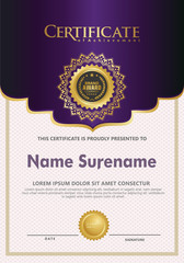 Luxury and elegant certificate template. Vector illustration