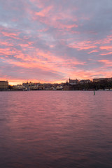Sunrise landscapes in winter in Stockholm, Sweden