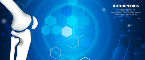 Medical orthopedic and the future of the smart hospital. Treatment for orthopedics traumatology of knee bones and joints injury. Medical presentation, hospital. Vector illustration