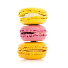 French Macaroons on a White Background