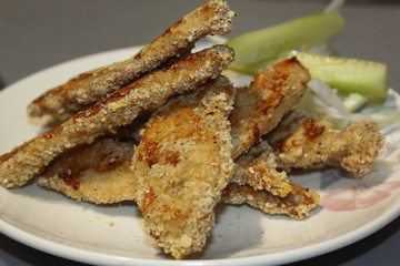 tender chicken breaded with vegetables