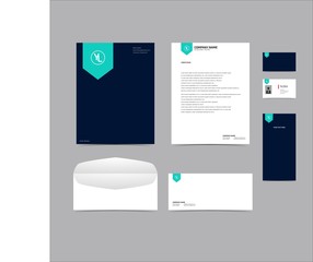 Naklejka premium Corporate identity set branding template design kit. editable brand identity with abstract background color for Business Company and Finance Vector eps 10