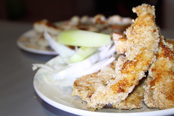 tender chicken breaded with vegetables