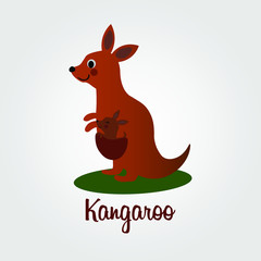 Mother Kangaroo With Her Little Cute Baby Kangaroo. It can be used for baby t-shirt design, fashion print, cards, design element for children's clothes.