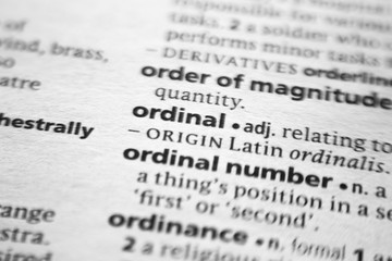 Fototapeta premium Word or phrase Ordinal in a dictionary.
