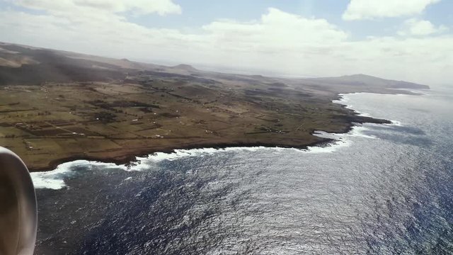 Airplane over Rapa Nui (Easter Island), Chile. 