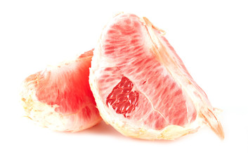 Peeled pomelo is isolated on a white background