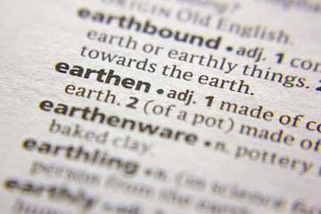 Word or phrase Earthen in a dictionary.