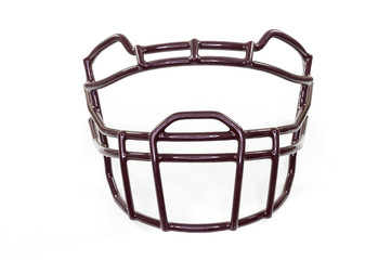 A football helmet's facemask, isolated on white background, from the front