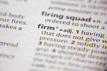 Word or phrase Firm in a dictionary.