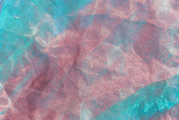Background texture of colorful crumpled organza