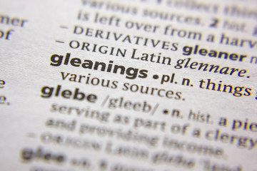 Word or phrase Gleanings in a dictionary.