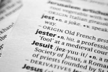 Fototapeta premium Word or phrase Jester in a dictionary.