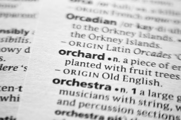 Word or phrase Orchard in a dictionary.