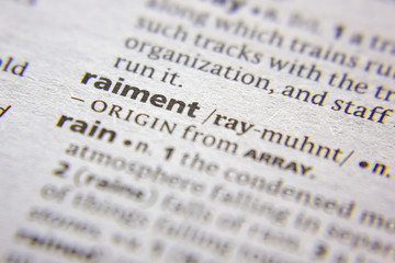 Word or phrase Raiment in a dictionary.