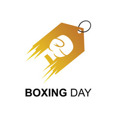 Price tag logo with glove boxing, boxing day sale logo