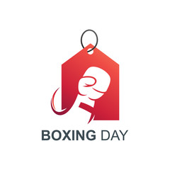 Price tag logo with glove boxing, boxing day sale logo